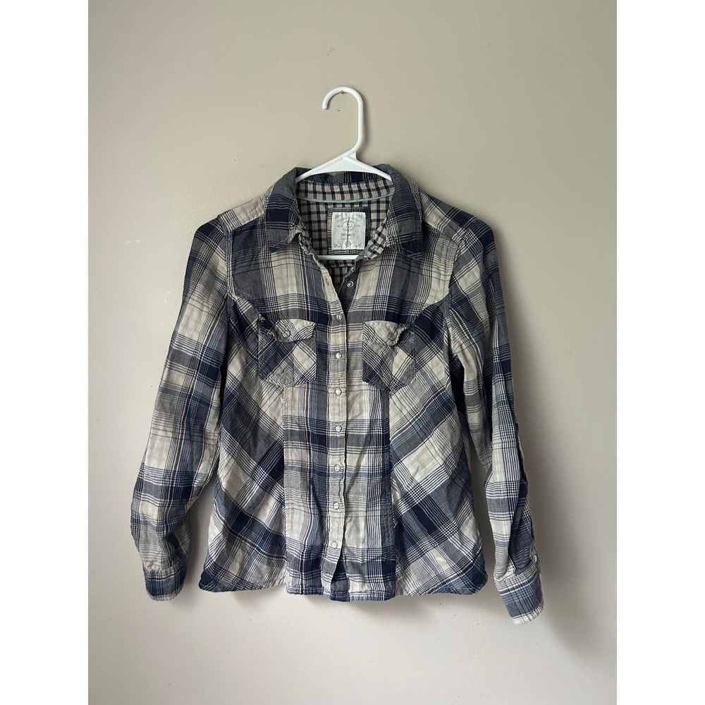 Y2K Plaid Western Shirt Style & co. XS Button Down  Blue‎ Beige Cowgirl Retro